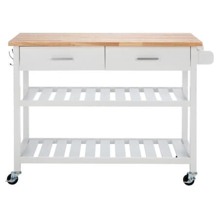 Safavieh Kiko 2 Drawer 2 Shelf Kitchen Cart, White & Natural KCH8704A